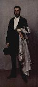 James Abbot McNeill Whistler Arrangement in light pink and black, portrait of Theodore Duret oil painting